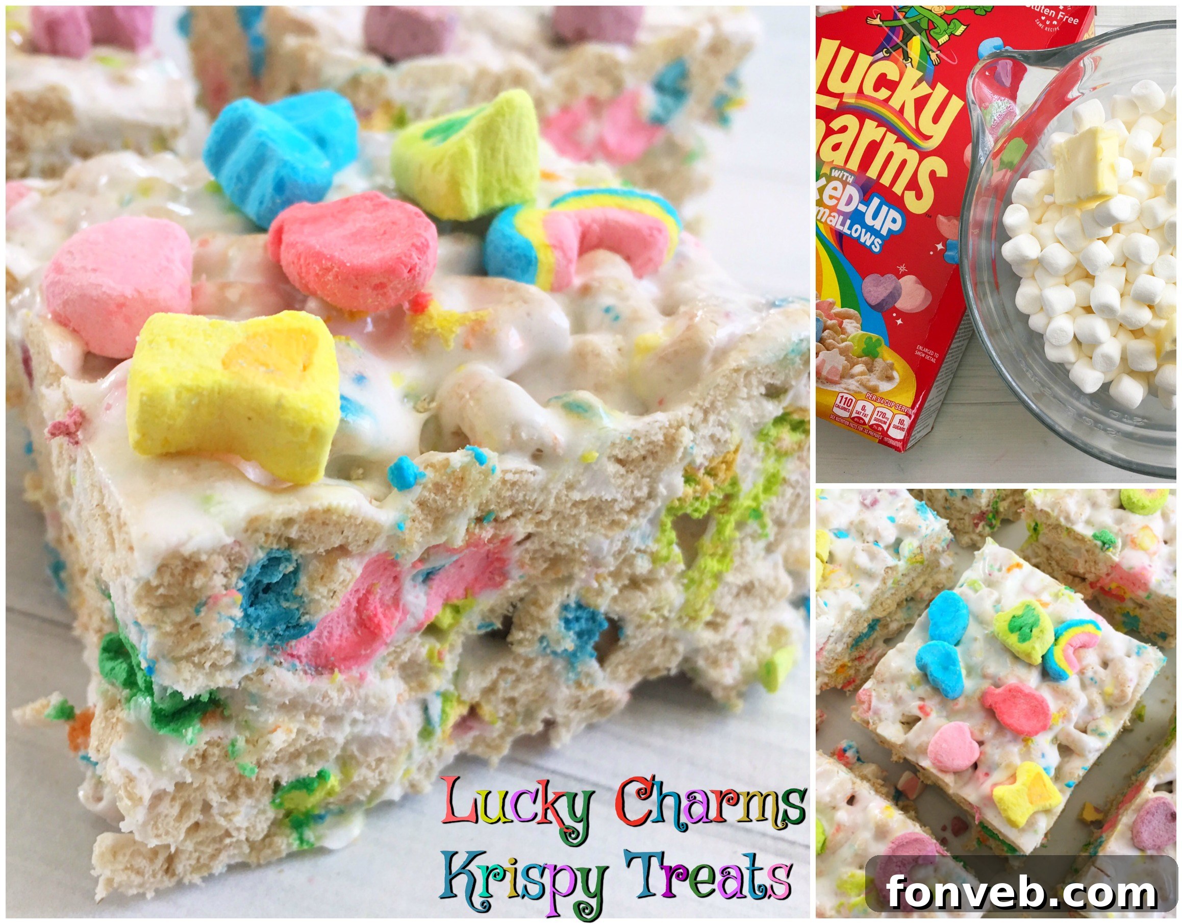 An inviting image of the finished Lucky Charms Krispy Treats, ready to be enjoyed.