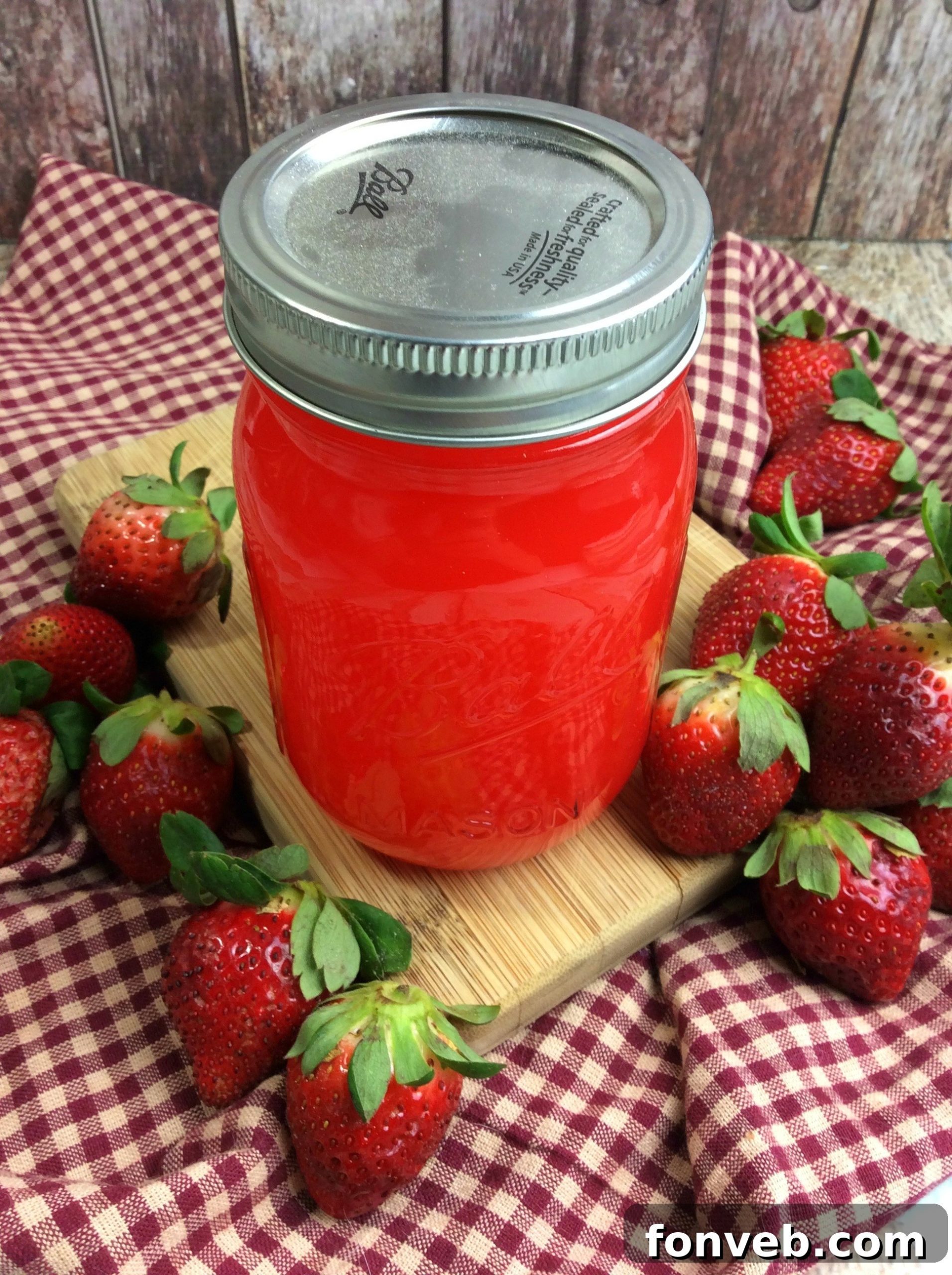 Multiple mason jars filled with homemade strawberry moonshine, aging gracefully in a cool environment