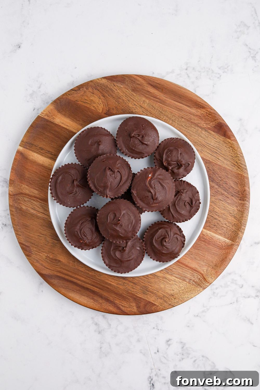 Peanut Butter Fluff Cups 12 Peanut Butter Marshmallow Cups on a tray on counter