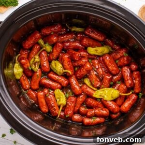 Slow Cooker Mississippi Lil Smokies in a slow cooker in a crockpot on table