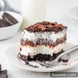 Chocolate Oreo Lush placed on plate with a bite taken out of it