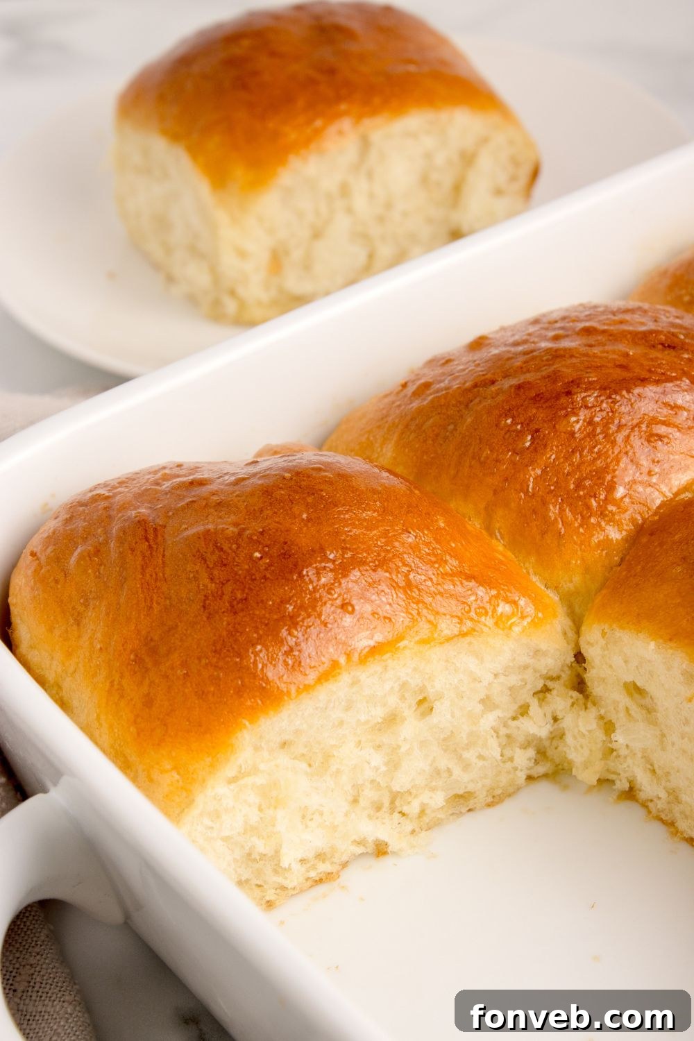 Pull Apart Rolls in a baking dish on table
