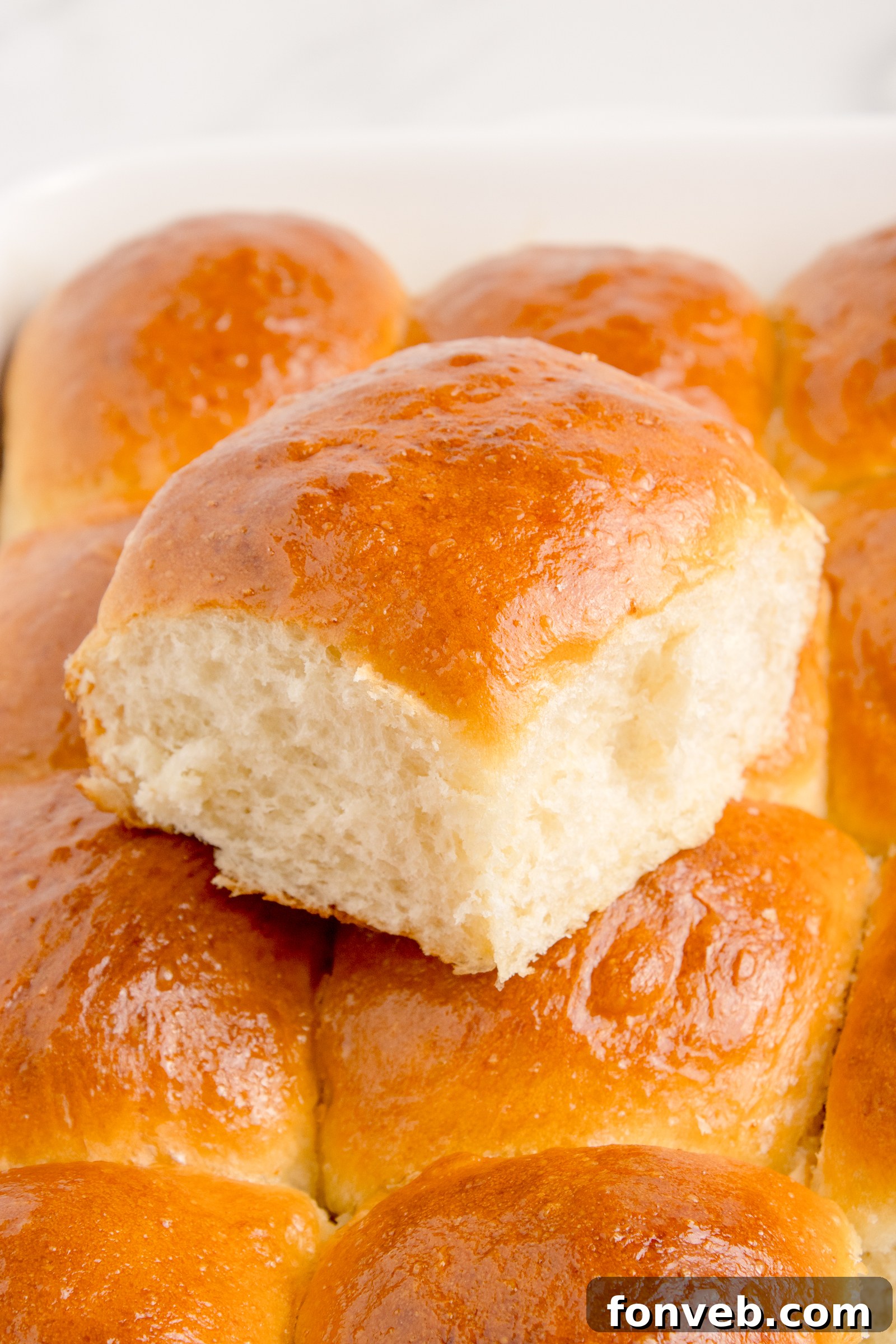 Pull Apart Dinner Rolls up close showing texture