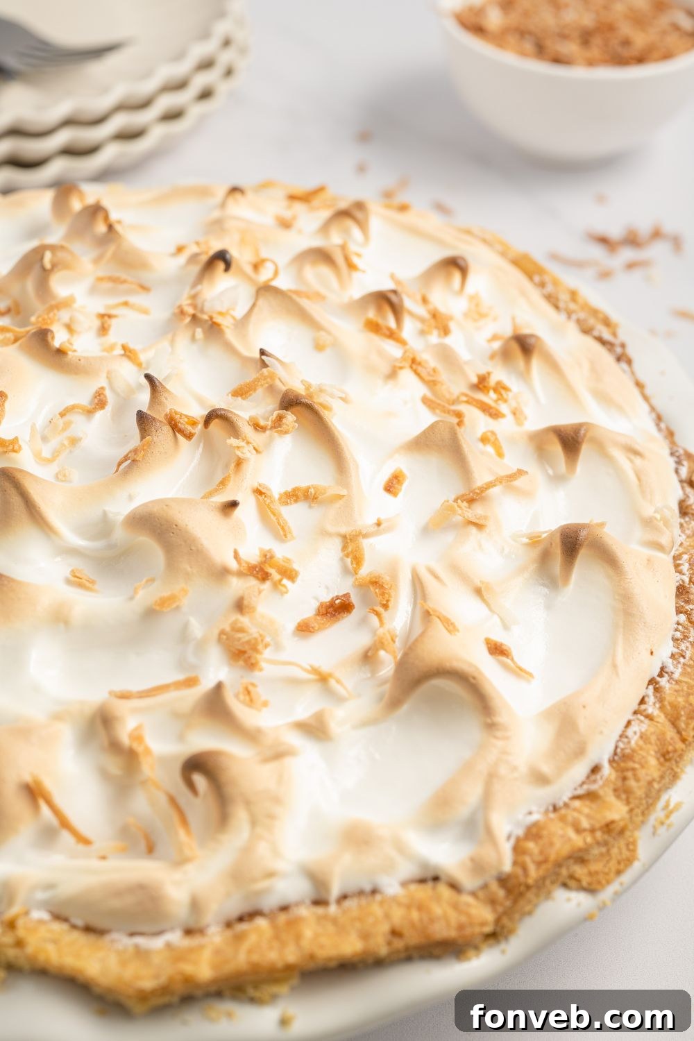 Coconut Meringue Pie on table