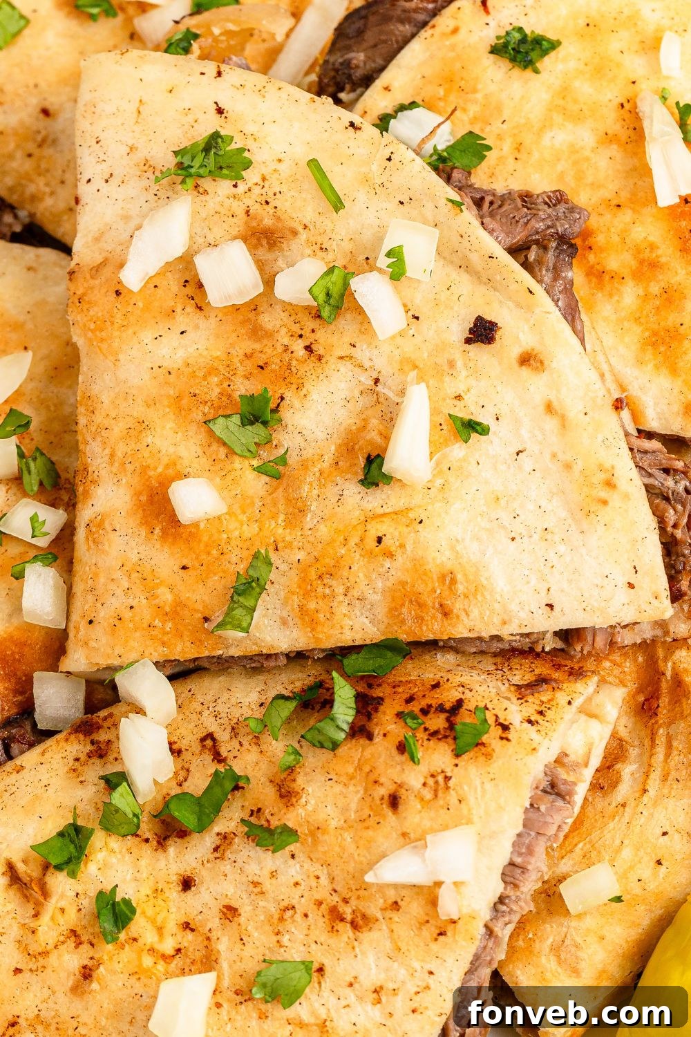 Hearty Mississippi Melt Quesadillas 15 Mississippi Pot Roast Quesadillas stacked on top of one another