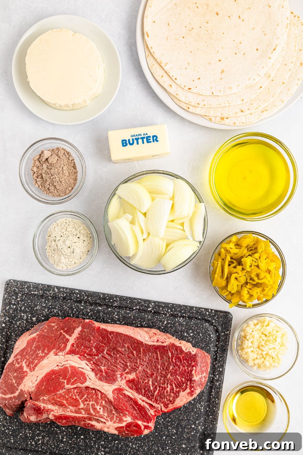 Hearty Mississippi Melt Quesadillas 9 ingredients for Mississippi Pot Roast Quesadillas on table