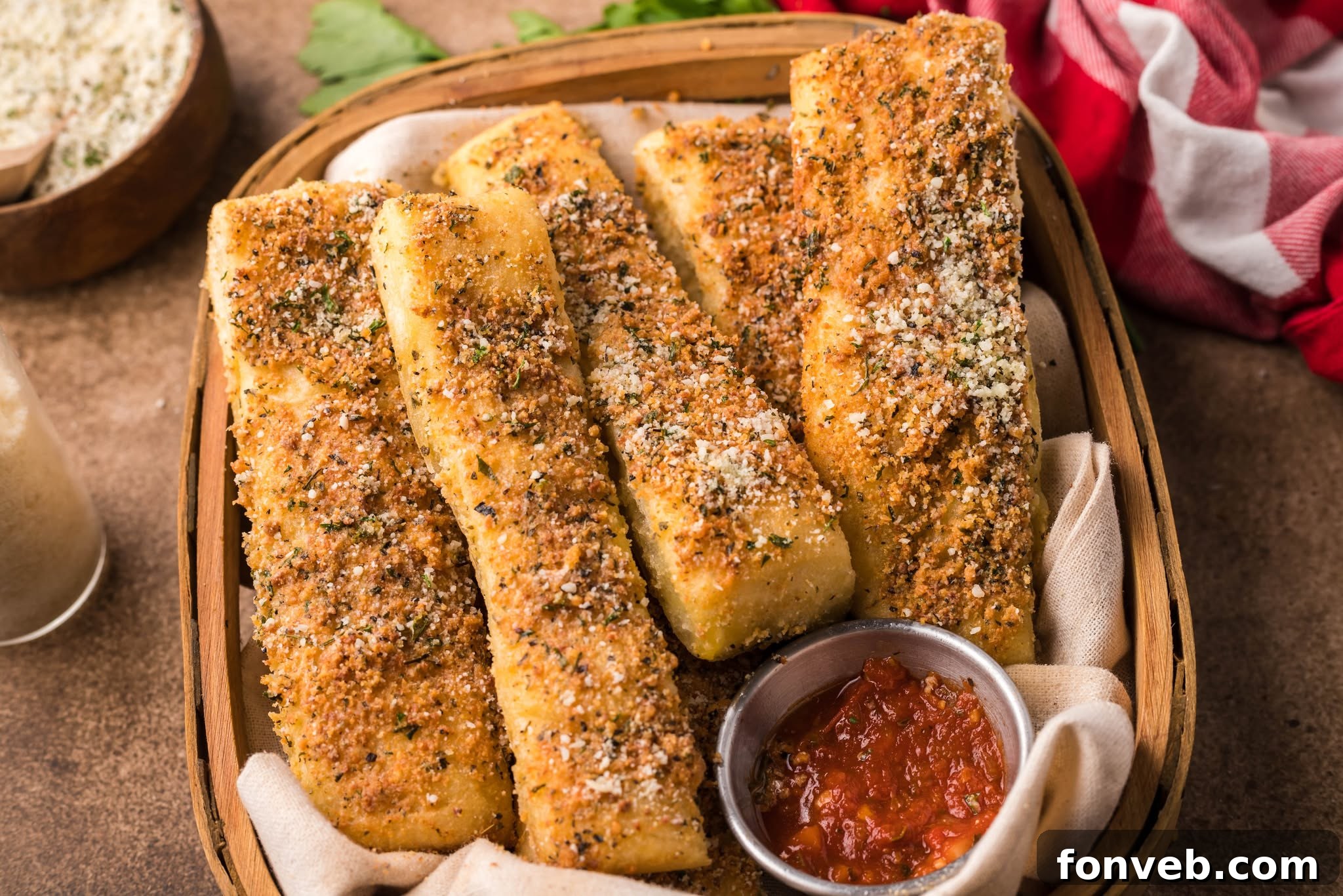 Homemade Pizza Hut Breadsticks 3 Copycat Pizza Hut Breadsticks in a wooden basket