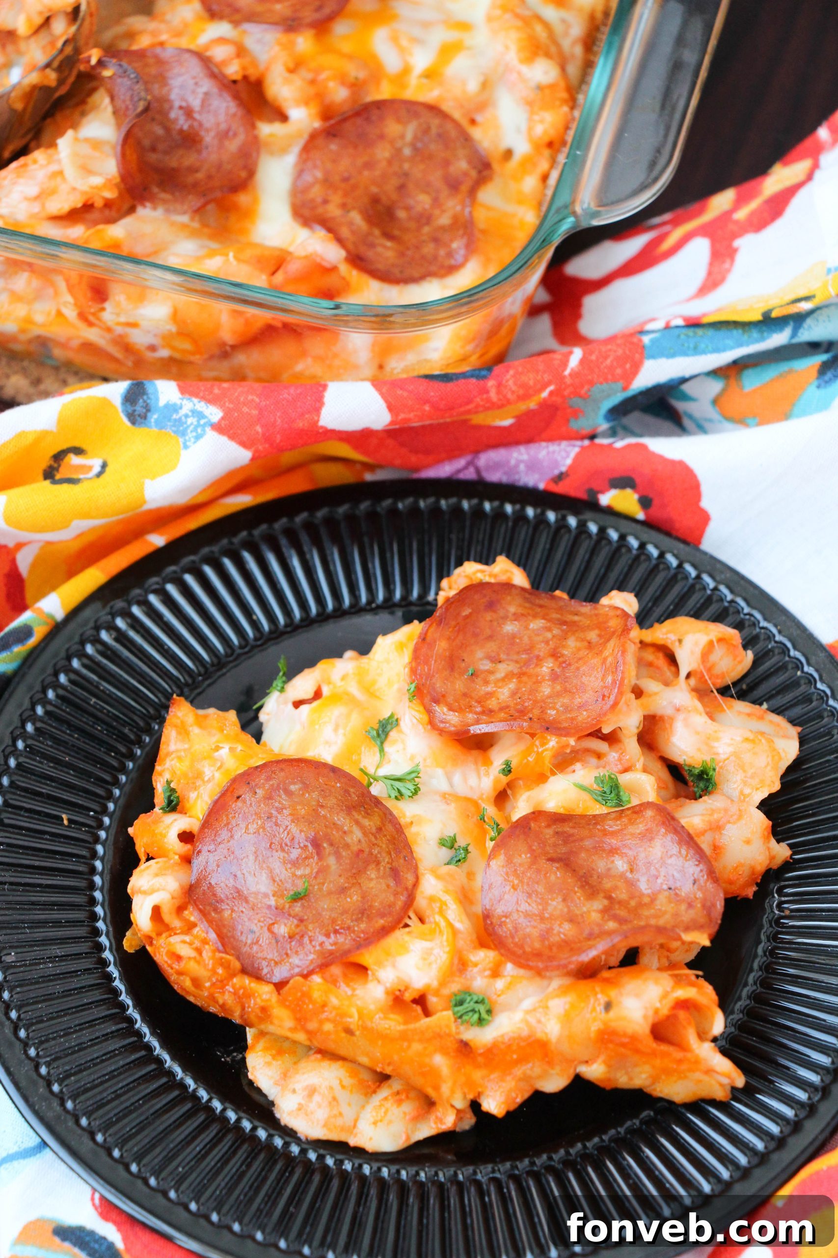 Various pasta shapes displayed, showcasing the versatility for this Pepperoni Pizza Pasta Bake recipe