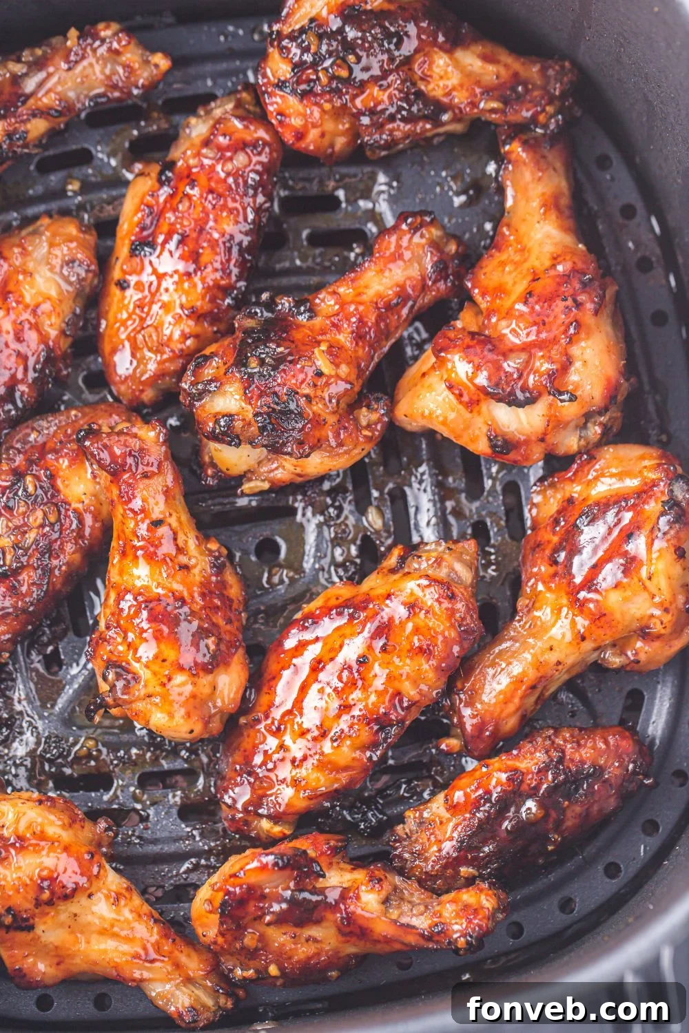 Air Fryer Honey Chicken Wings in the air fryer 