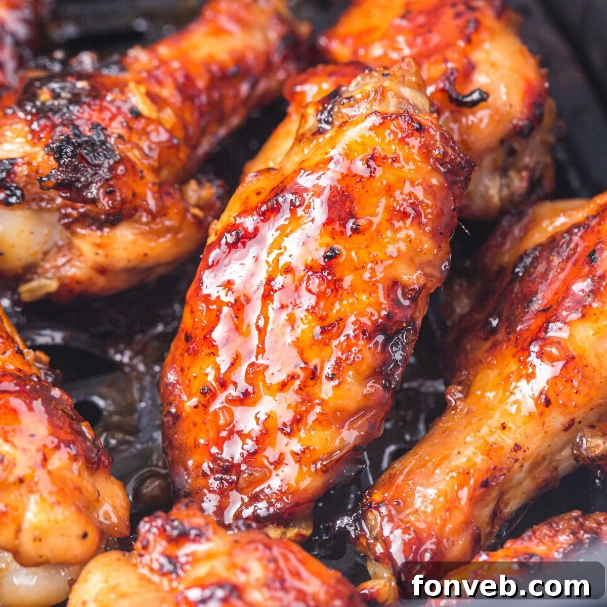 Air Fryer Honey Chicken Wings in an air fryer 