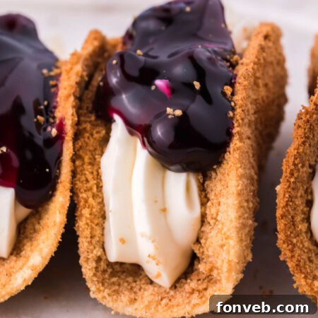 Blueberry Cheesecake Taco Twist 11 A close-up of a blueberry cheesecake taco.