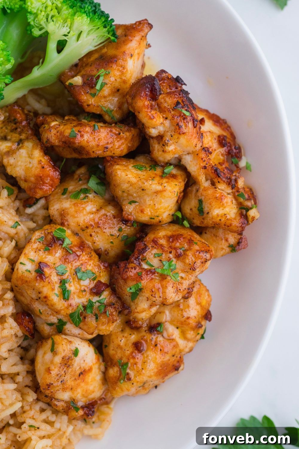 Garlic Butter Chicken Bites on plate