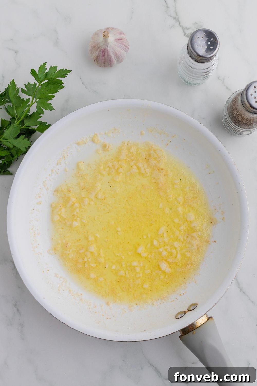garlic butter in skillet