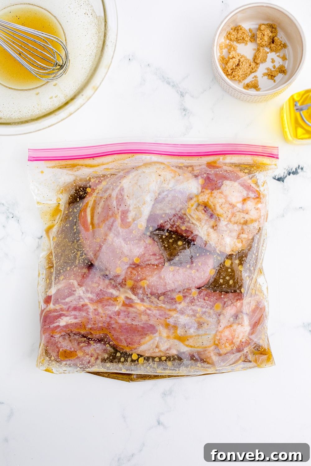 Grilled Pork Tenderloin in a Ziploc bag with marinade