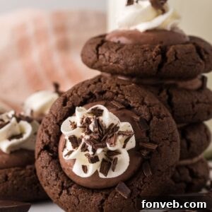 Chocolate Pie Cookies stacked on table