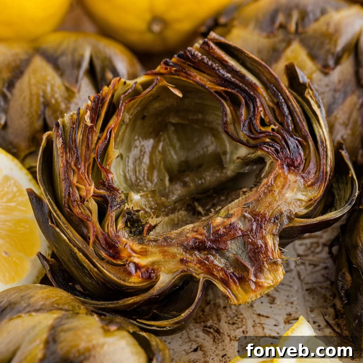 Oven Roasted Artichokes on a roasting tray