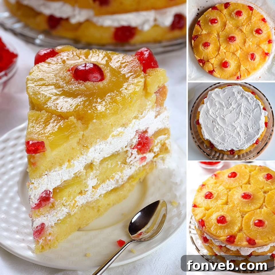 Classic Pineapple Upside Down Cake with caramelized pineapple slices and cherry centers
