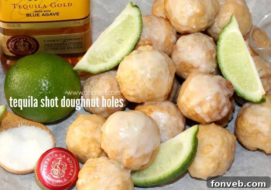 Tequila Shot Doughnut Holes artfully arranged, ready to be enjoyed