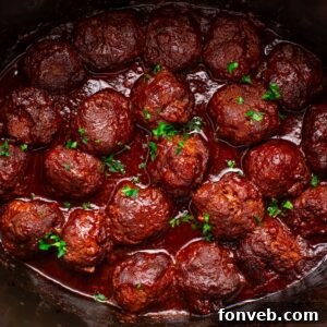 Crockpot Homemade BBQ Meatballs on table in a crockpot