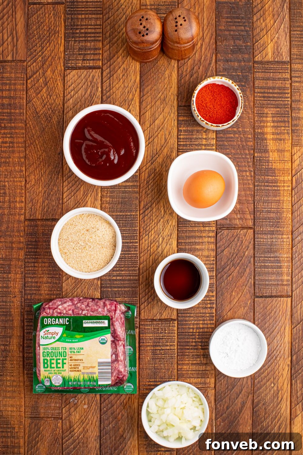 ingredients for Crockpot Homemade BBQ Meatballs on table in single serve containers 