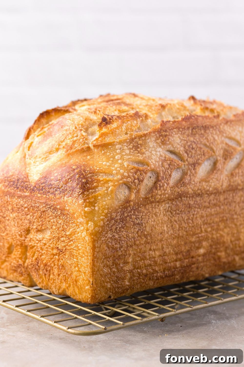 Effortless Homemade Sourdough Perfectly Crusty Always 26 Homemade Sourdough Bread loaf on cooling rack on table