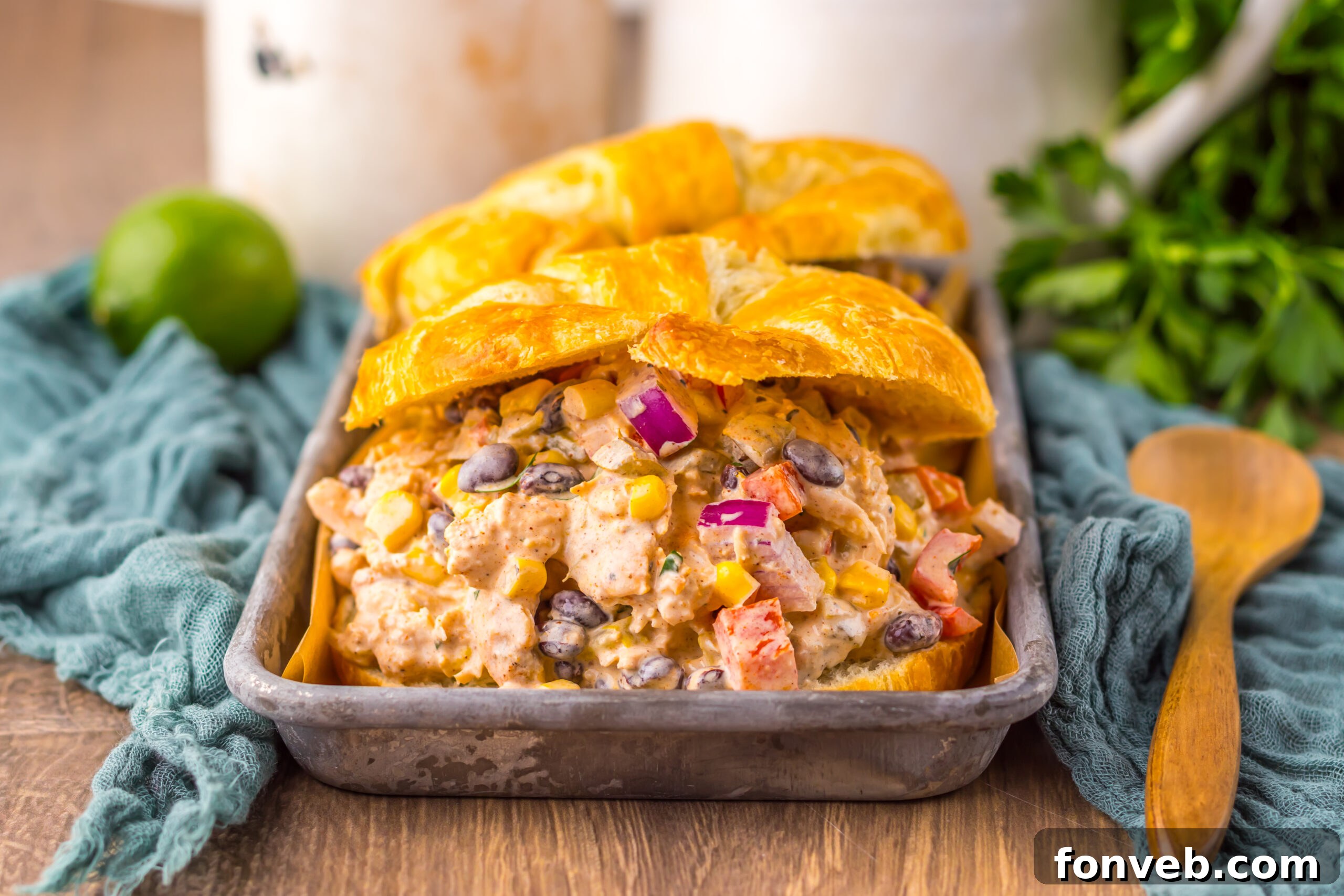 Creamy Taco Chicken Salad in a serving dish 