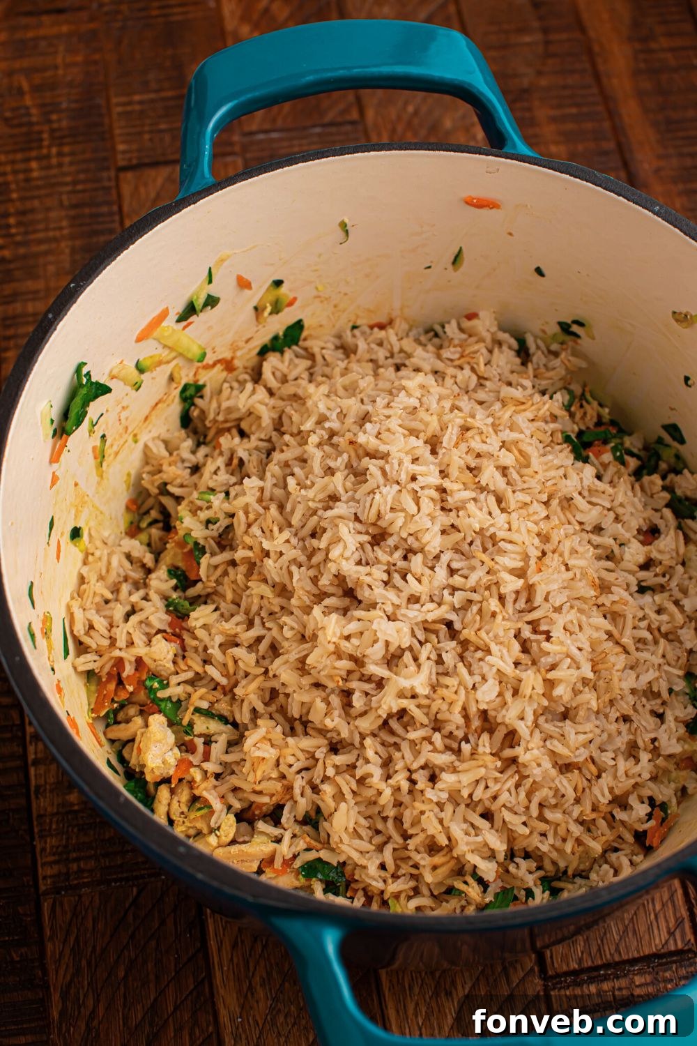 all ingredients to make Homemade Turkey and Rice Dog Food with Veggies all in a pot 