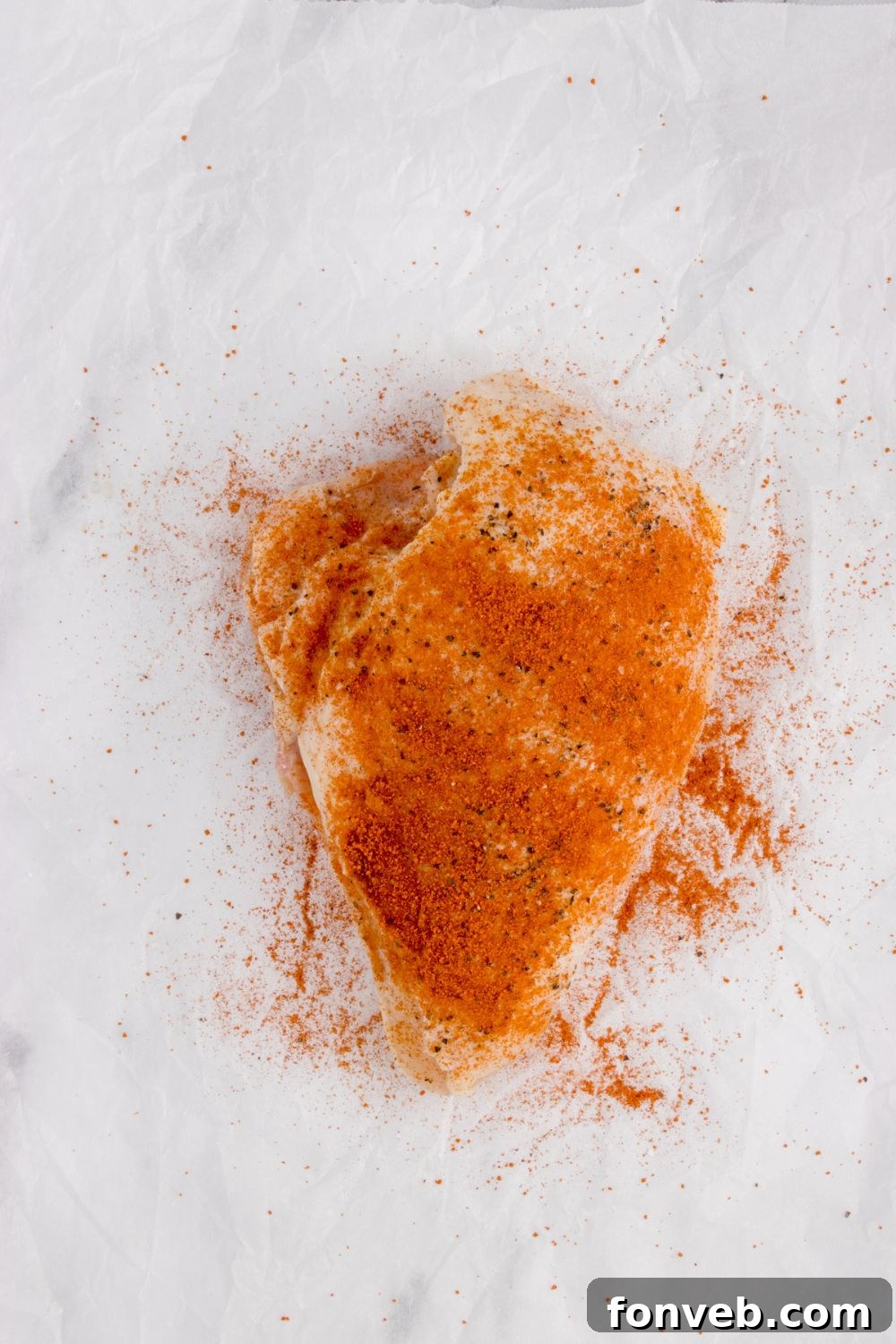 seasoned air fryer raw chicken on table