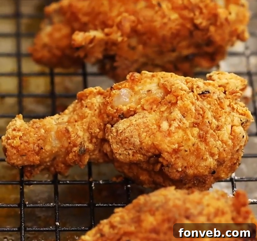 A generous serving of Popeyes style fried chicken with steam rising
