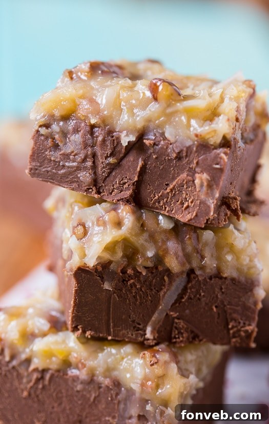German Chocolate Fudge with nuts and coconut