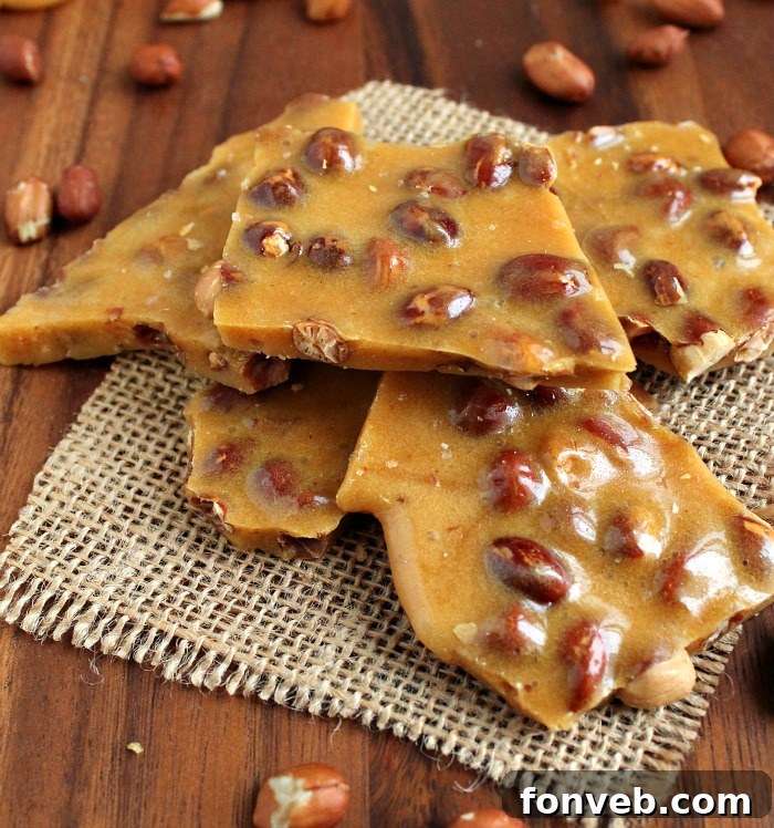 Homemade Peanut Brittle with whole peanuts