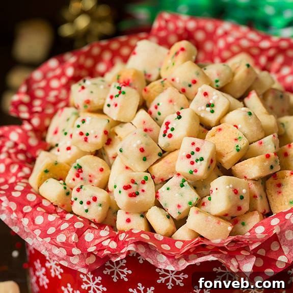 Christmas Shortbread Cookie Bites with sprinkles