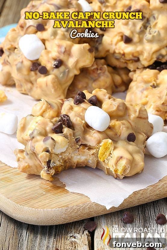No-Bake Cap’n Crunch Avalanche Cookies on a plate