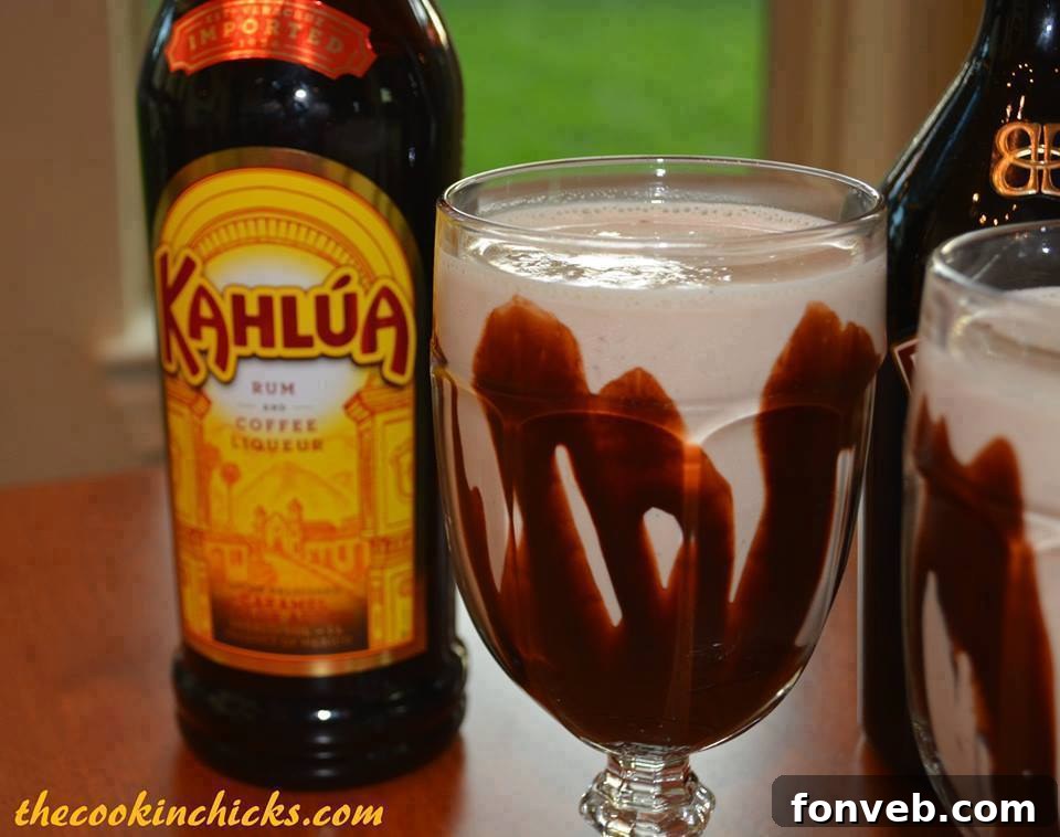 Frozen Mudslide cocktail in a tall glass