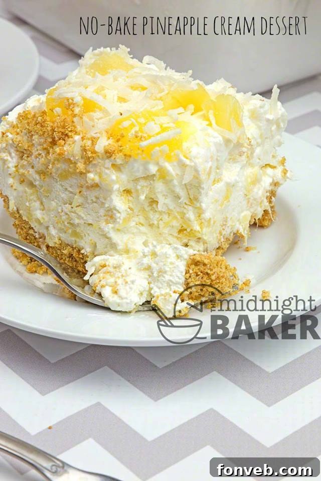 No-Bake Pineapple Cream Dessert in a serving dish