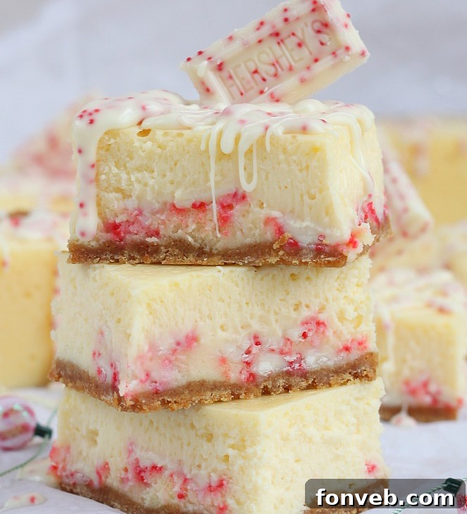 Candy Cane Chocolate Cheesecake Bars