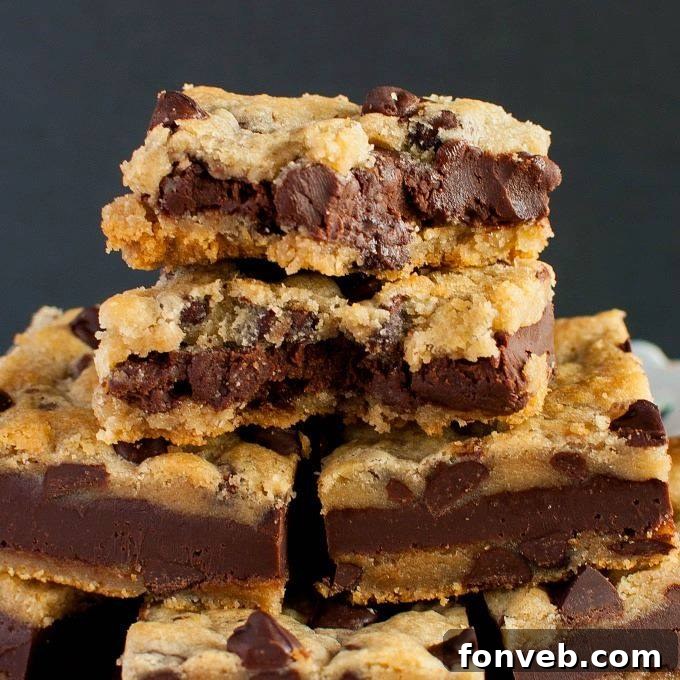 Fudge Stuffed Chocolate Chip Cookie Bars