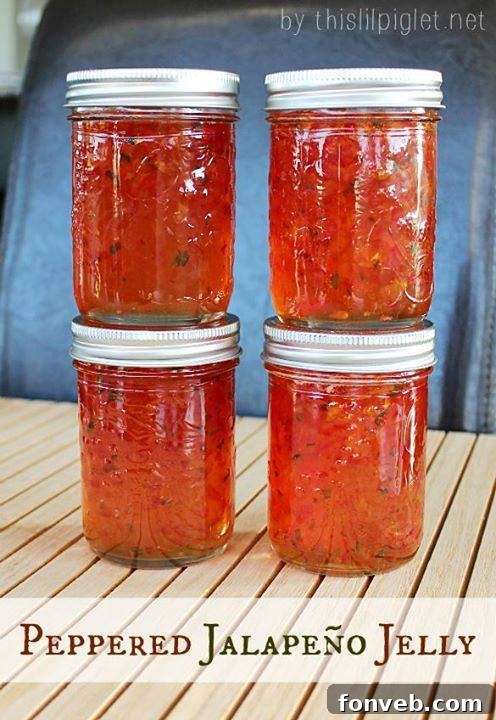 Peppered Jalapeño Jelly in glass jars