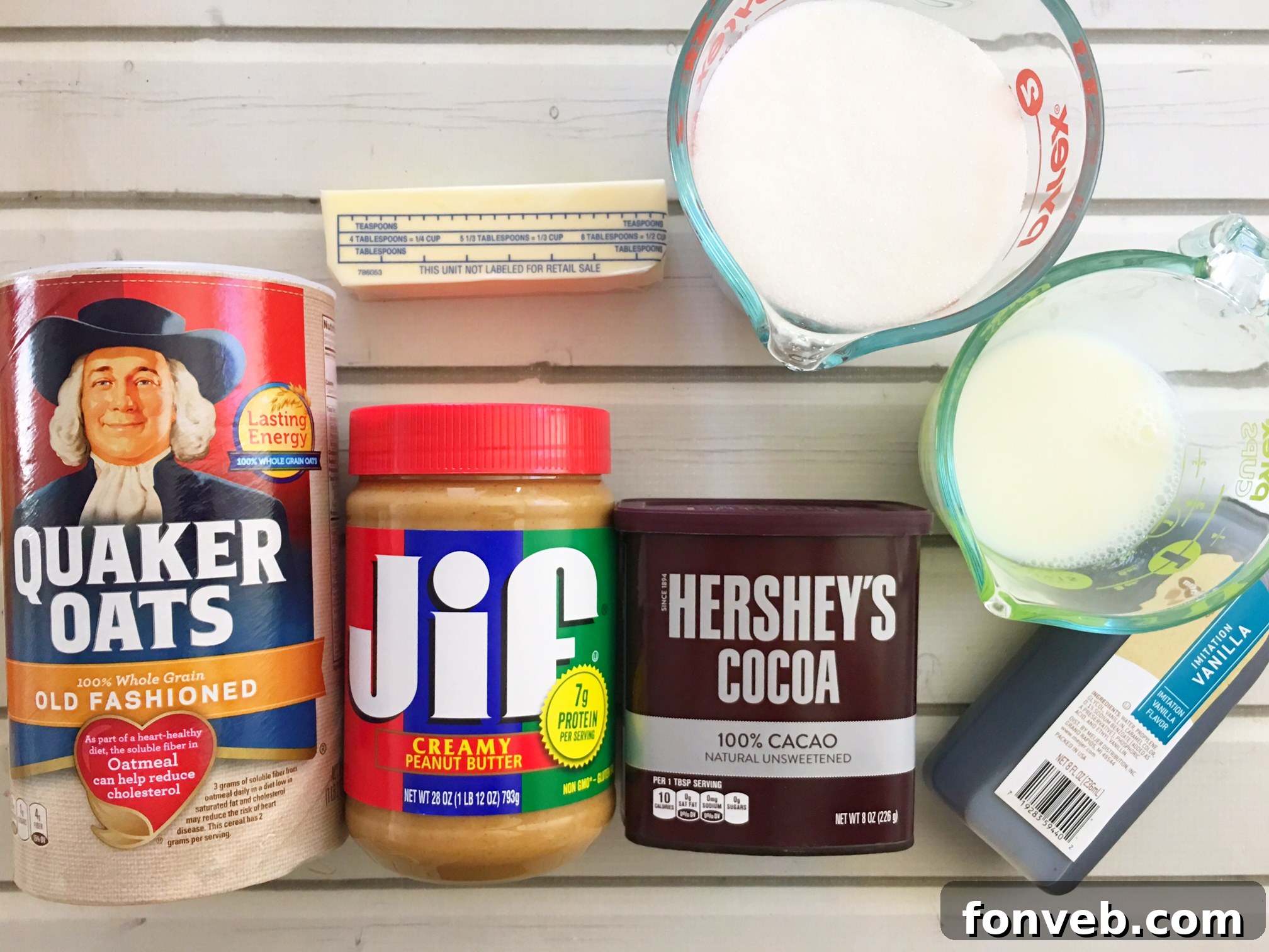 Chocolate Peanut Butter No Bake Cookies ingredients