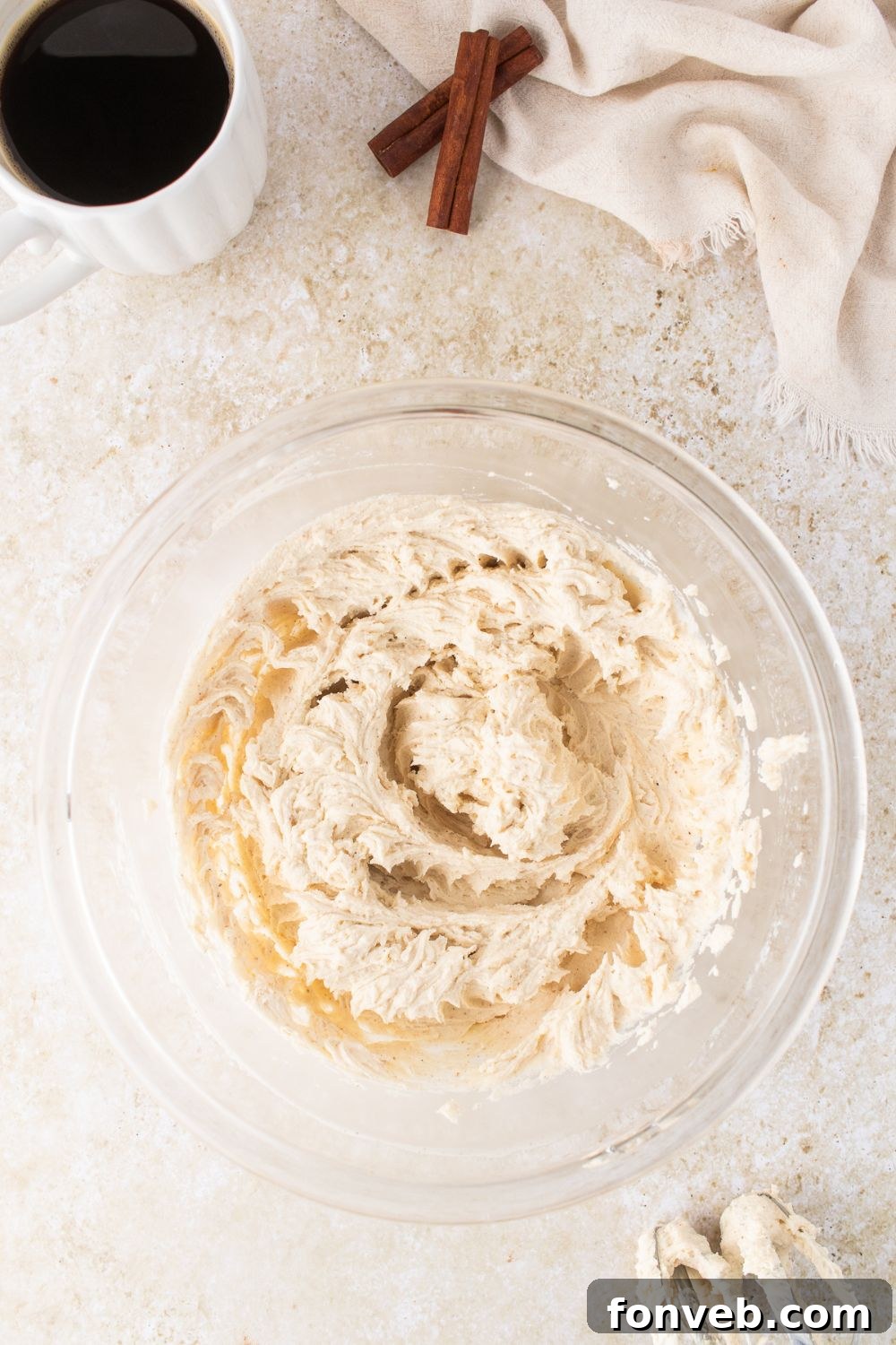 whipped up mixture for making Eggnog Tiramisu