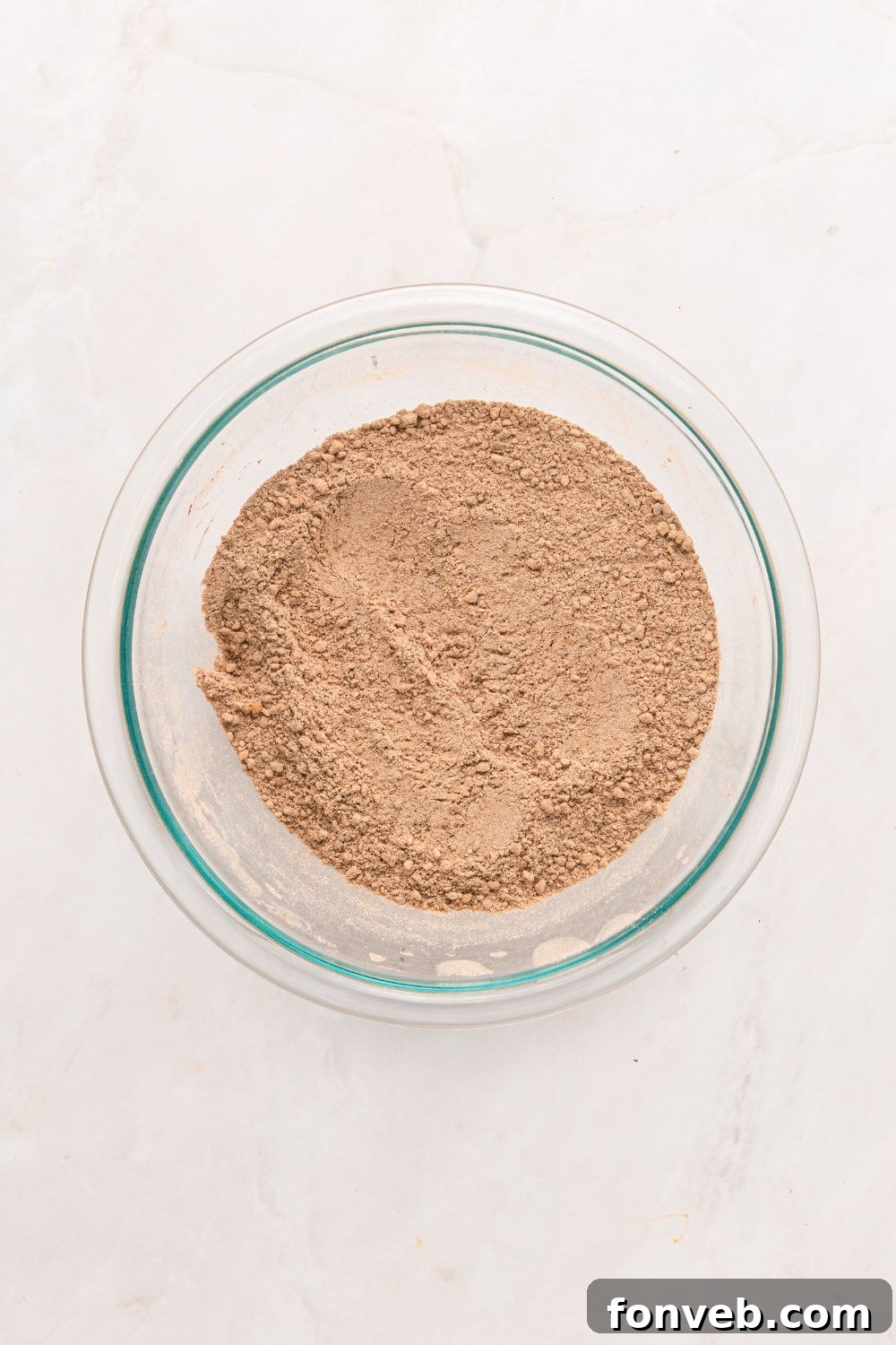 dry ingredients in a glass bowl that has been sifted 