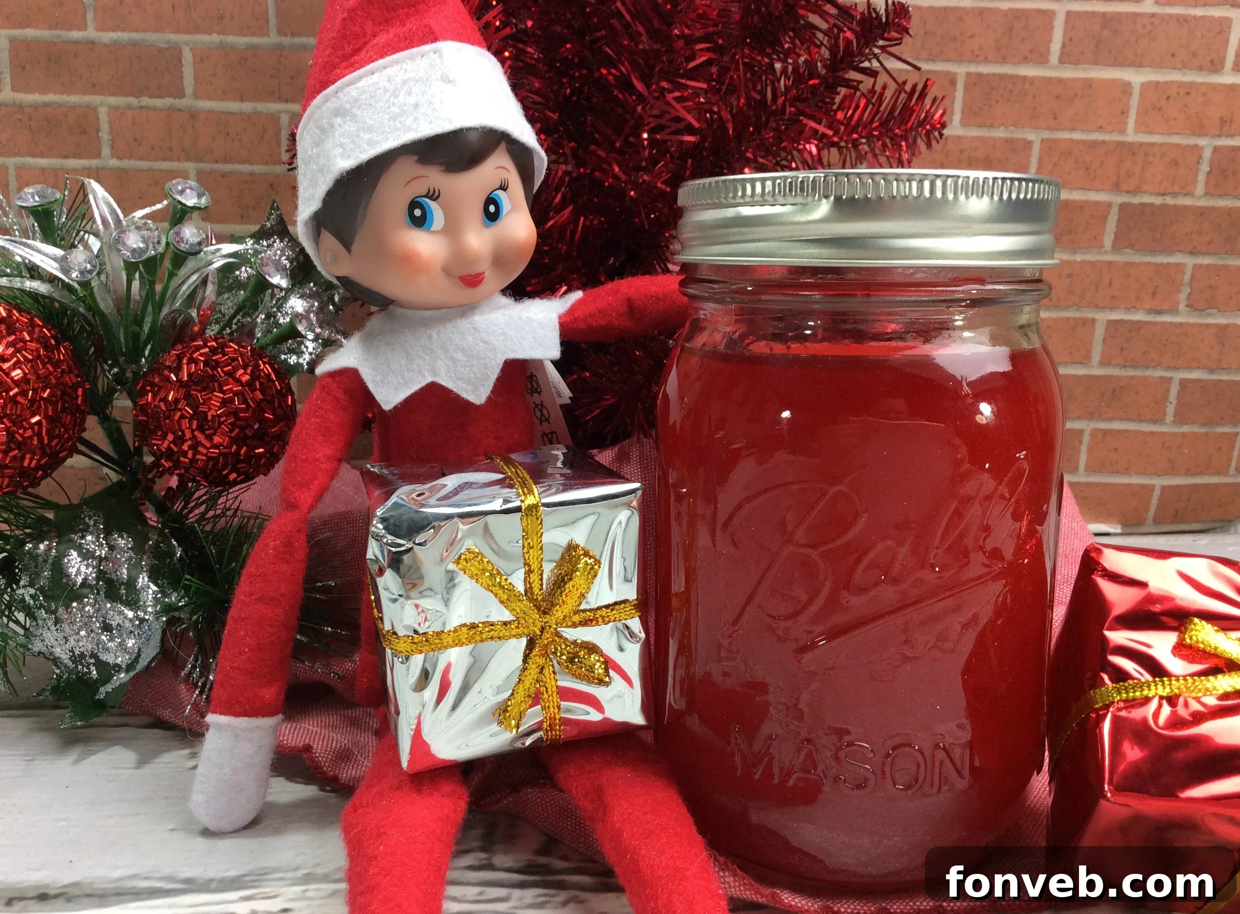 Enchanted Forest Brew 3 Close-up of a refreshing glass of Elf Jungle Juice with ice and fruit, highlighting its vibrant colors.
