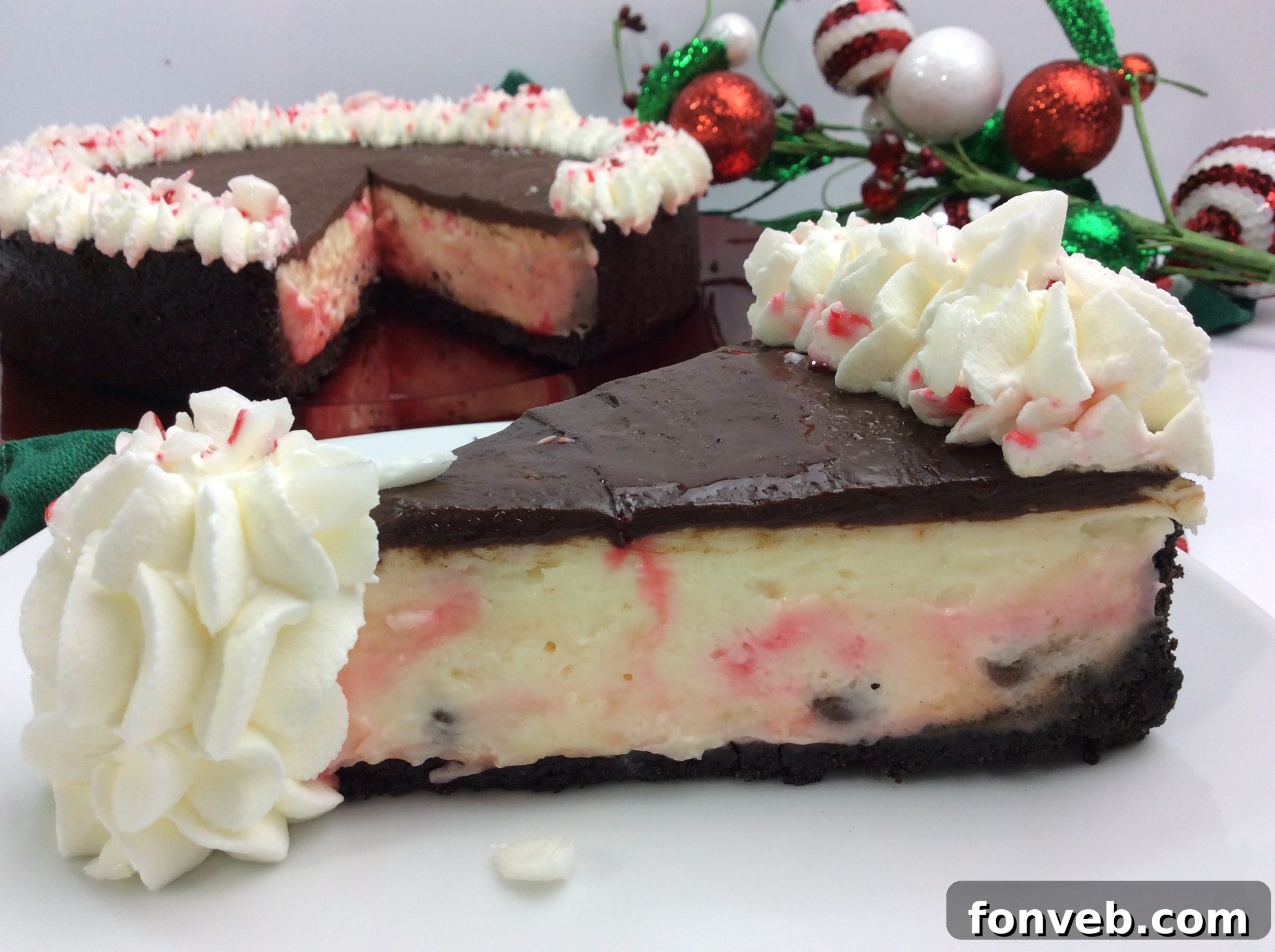 Decadent White Chocolate Peppermint Cheesecake 4 A festive holiday table featuring the Candy Cane Cheesecake as the centerpiece
