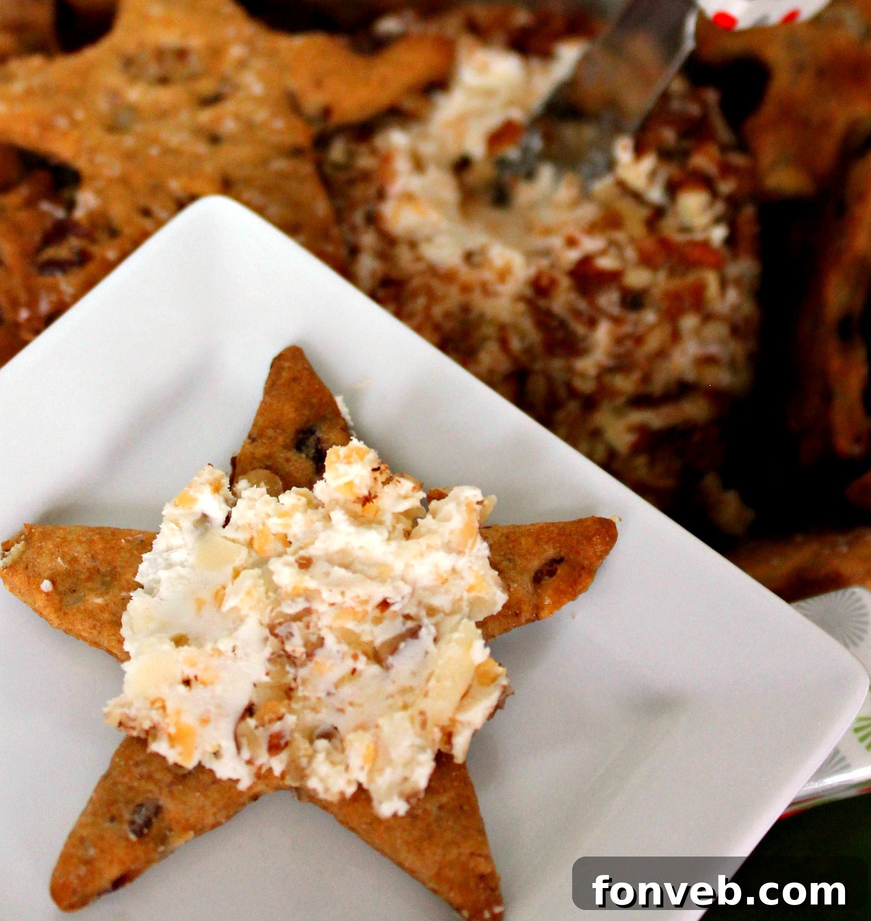 Close-up of the creamy Bacon Cheddar Ranch Pecan Ball mixture being shaped, showcasing its rich texture.