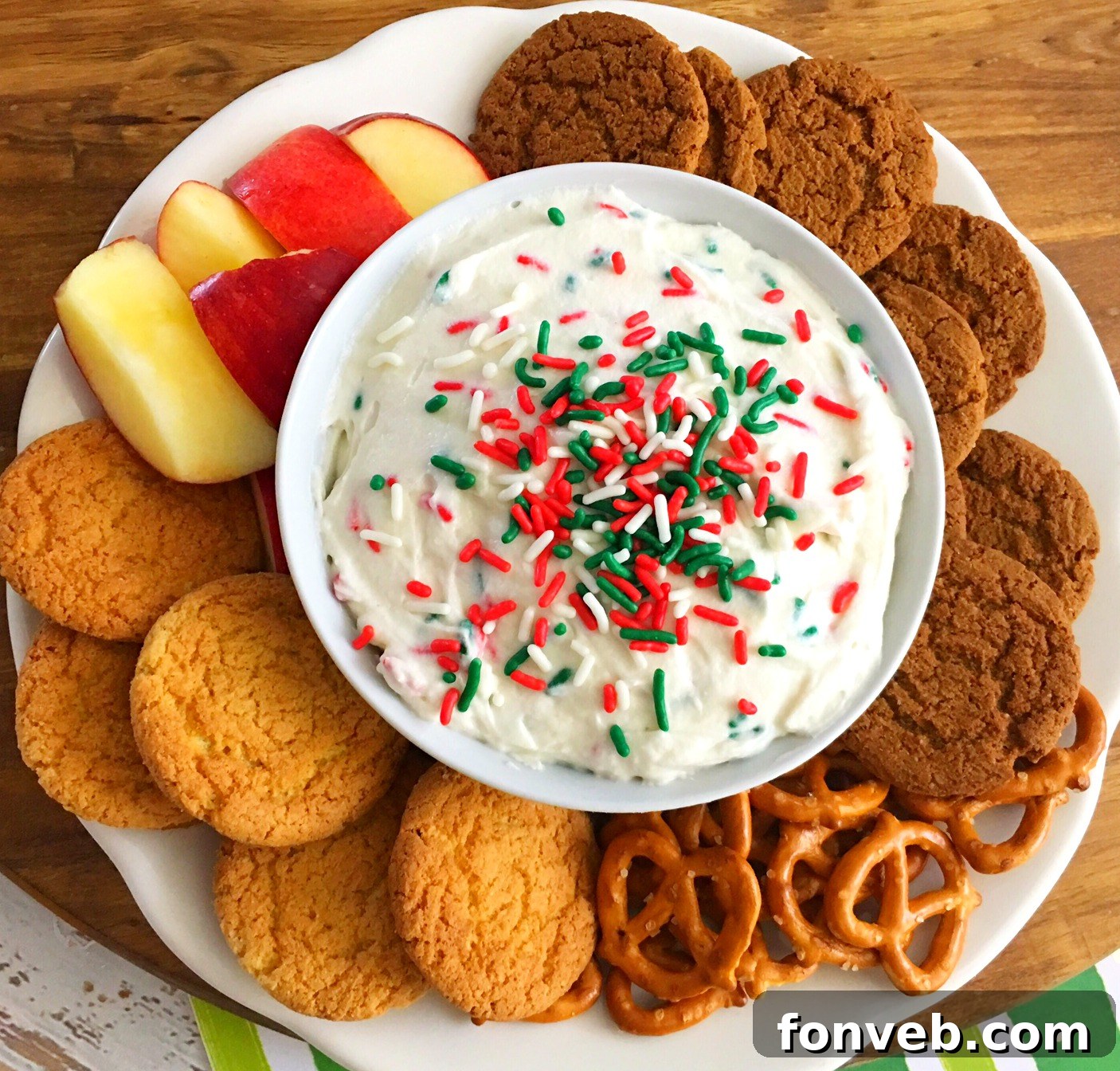 Close-up of Sugar Cookie Dip with a variety of dippers