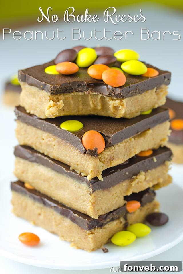Lezzetiyle Baştan Çıkaracak Tarifler 21 No-Bake Reese's Peanut Butter Bars cut into squares