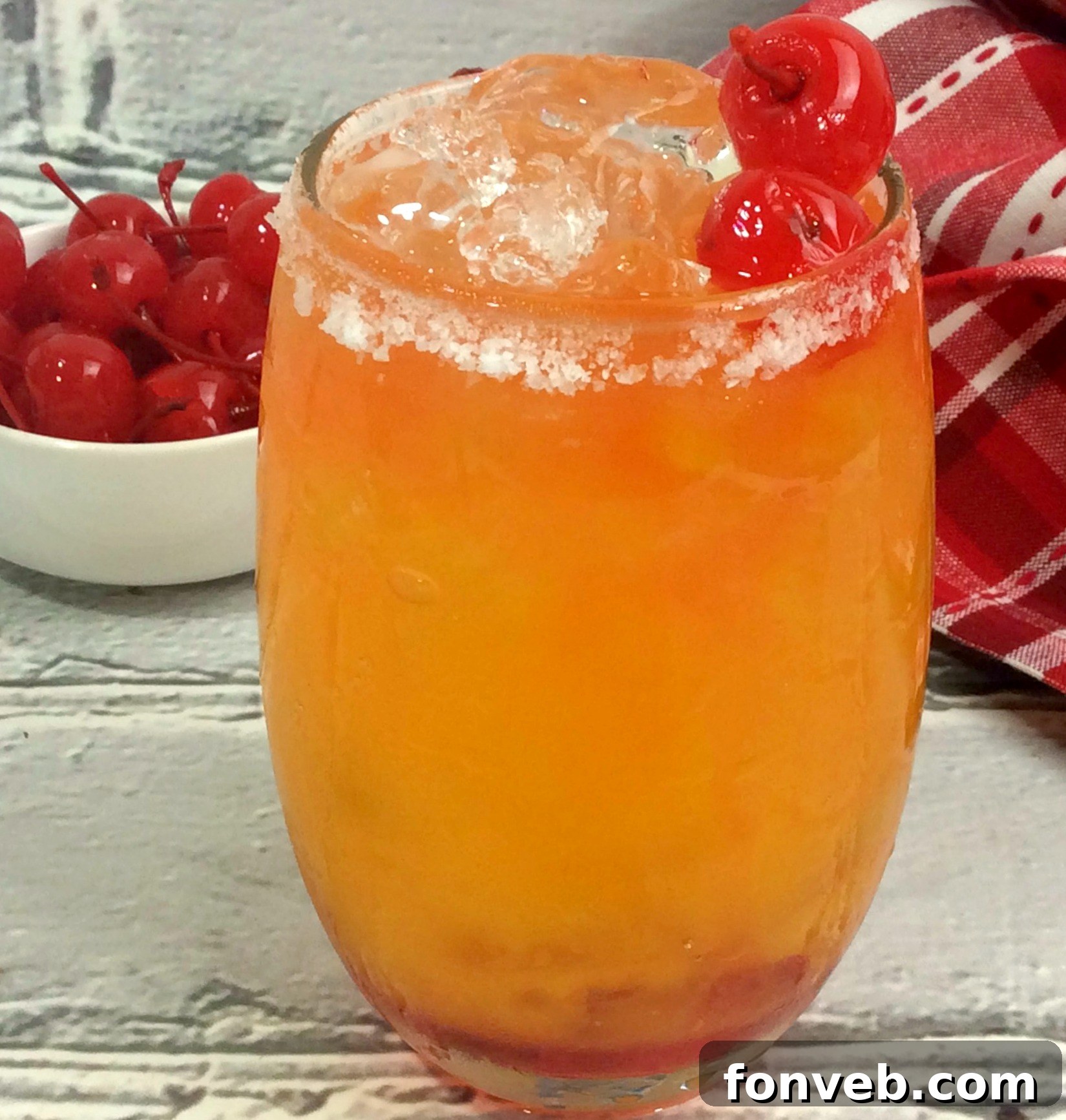 Close-up of the Take Me on the Couch Cocktail, showcasing its vibrant colors and refreshing appearance.