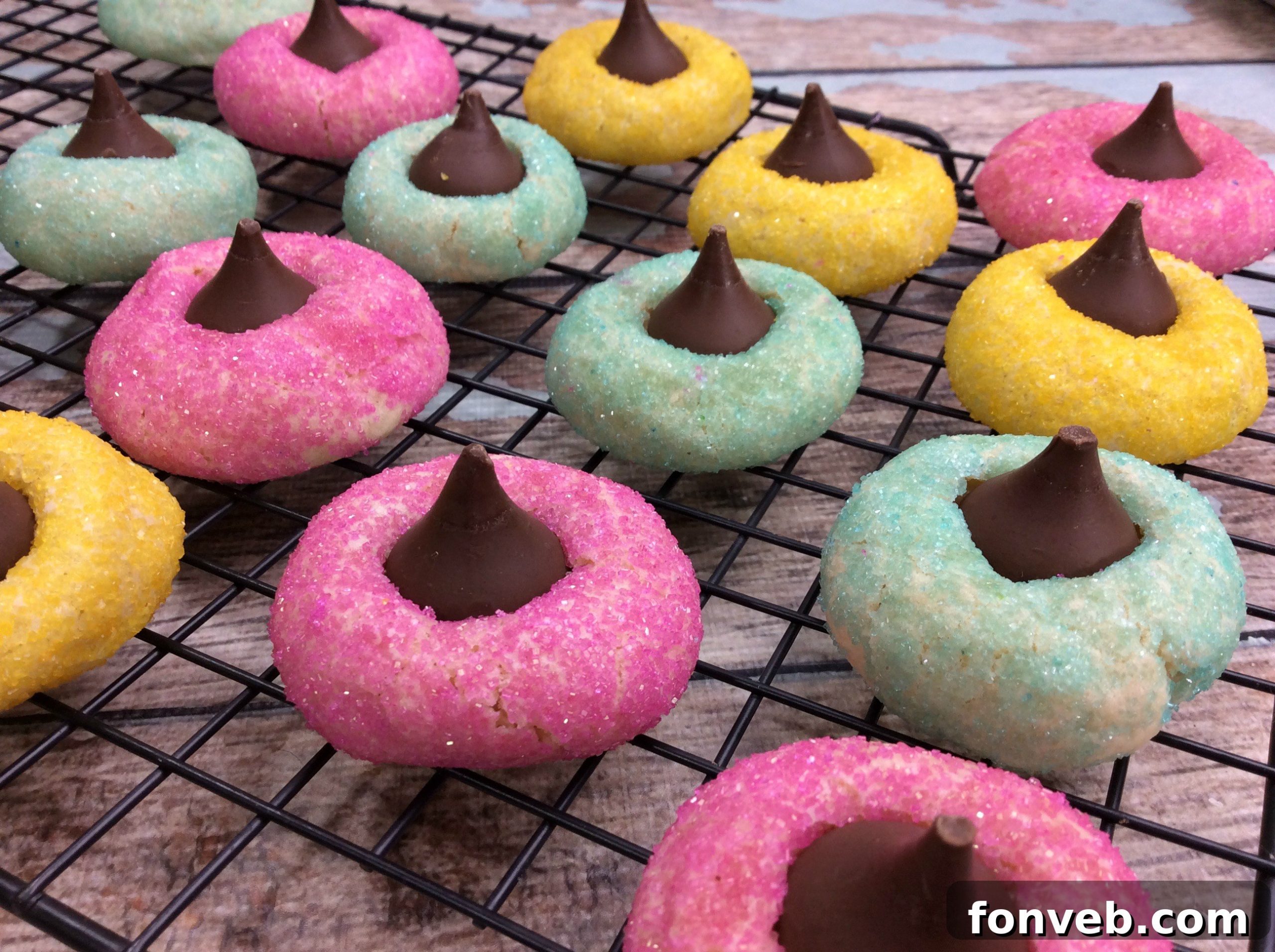 Assortment of vibrant Springtime Thumbprint Cookies on a baking sheet, ready to be enjoyed