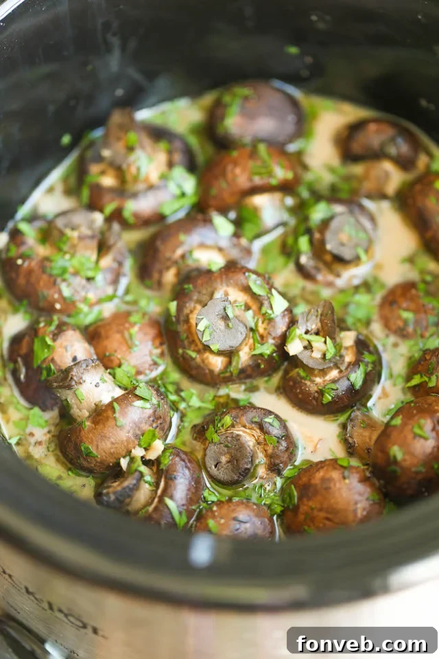 Slow Cooker Garlic-Herb Mushrooms