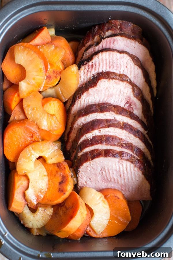 Slow Cooker Ham and Sweet Potatoes